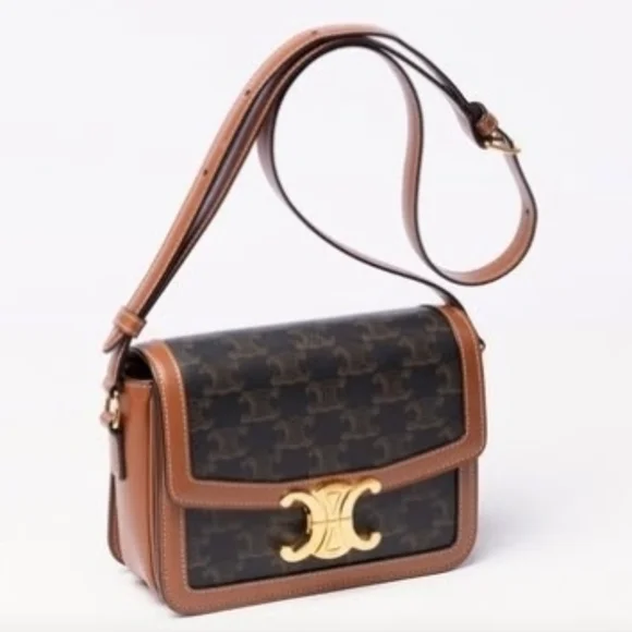 BRAND NEW! Celine TEEN TRIOMPHE BAG IN TRIOMPHE CANVAS AND CALFSKIN - Picture 7 of 16